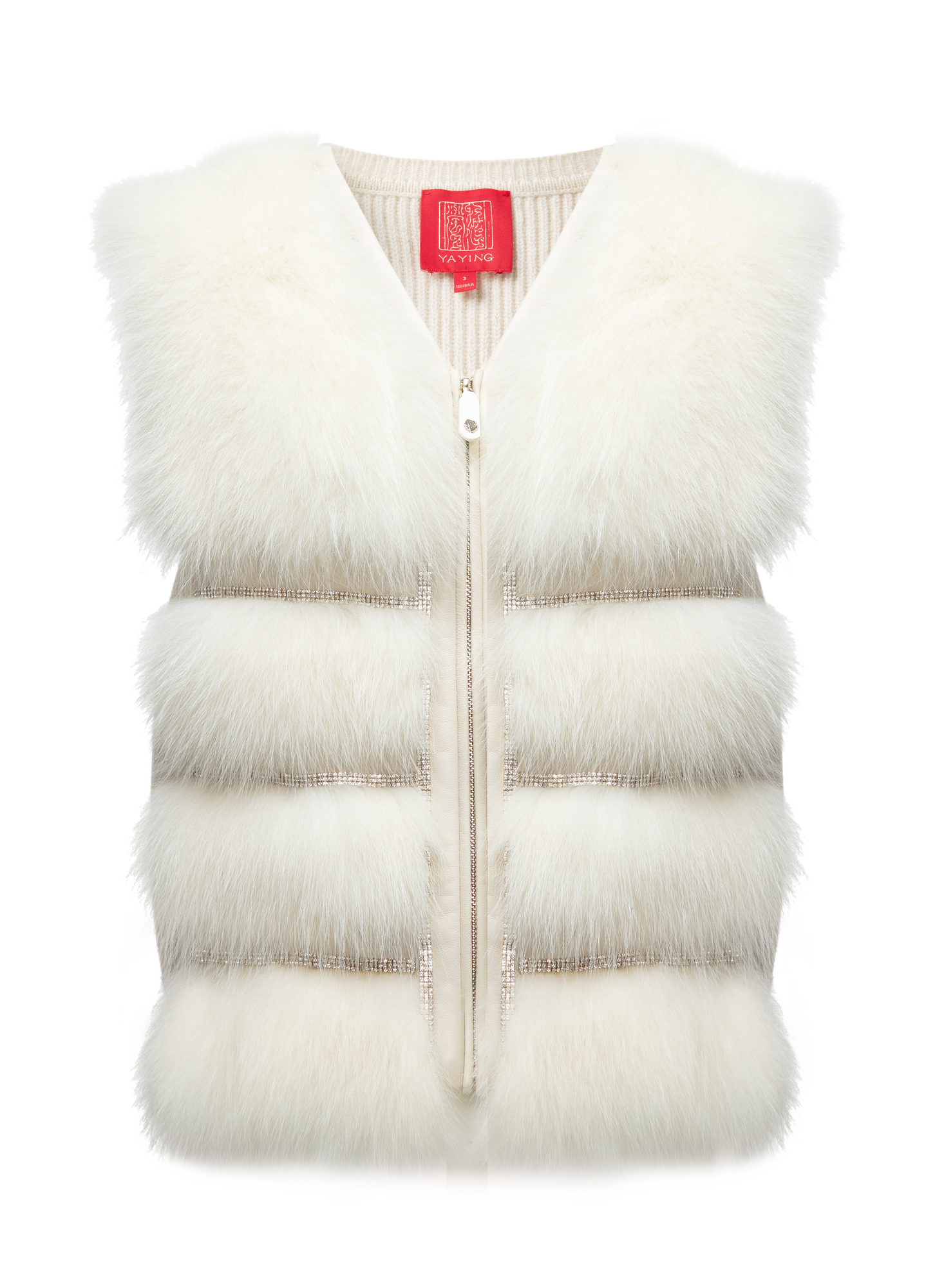 Fur Embellished Zip Vest | White