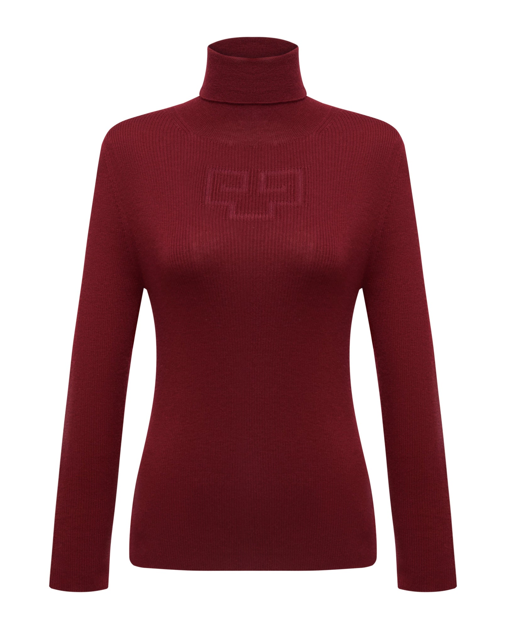 Turtleneck Knit Top | Wine Red