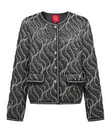 Round Neck Boxy Quilted Cotton Coat | Grey