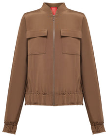 Silk Stand Collar Jacket | Brown