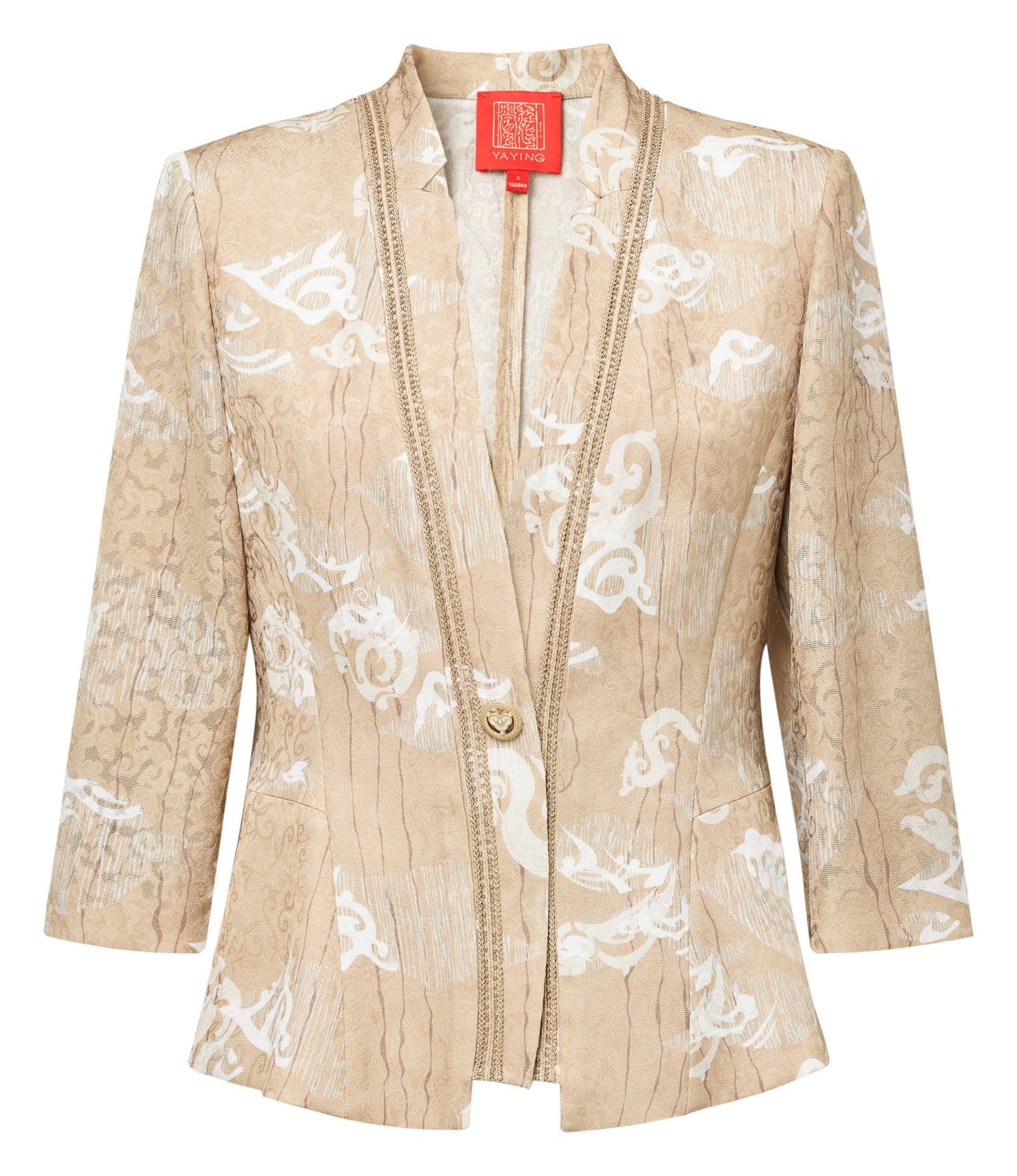 Silk Straight-Shoulder Blazer | Khaki