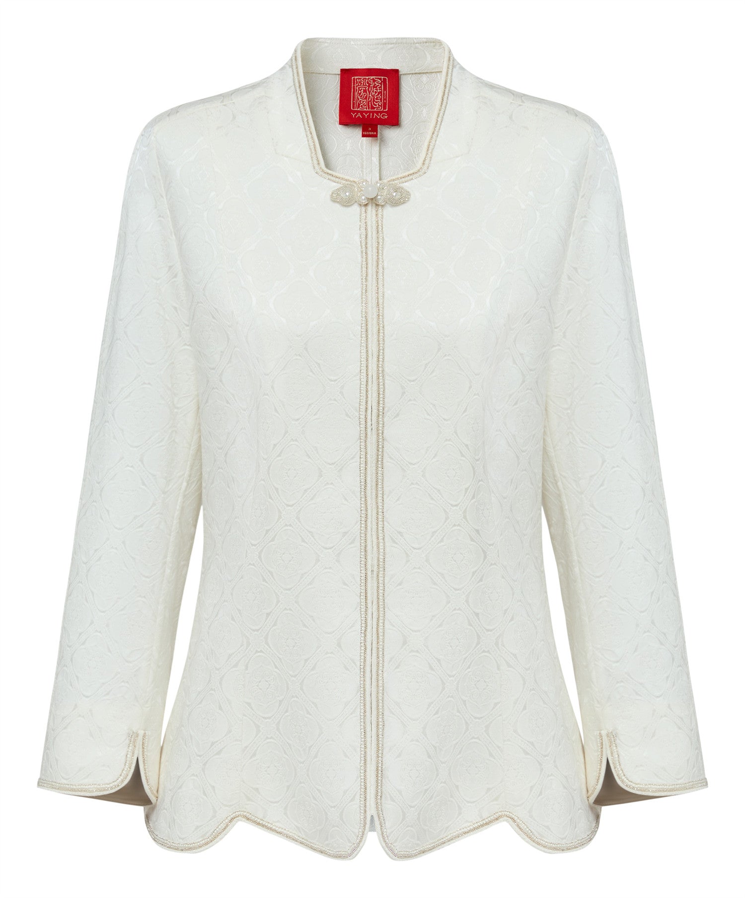 Short Jacket in Jacquard Mulberry Silk | White