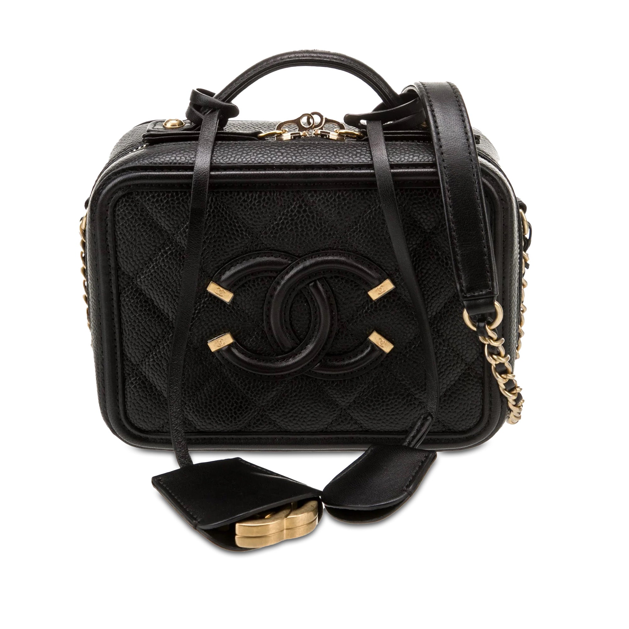 Chanel Pre-Owned Small Caviar Filigree Vanity Case | Women | Black