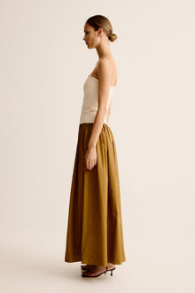 Duo Strapless Knit Cotton Dress | Crema / Light  Olive