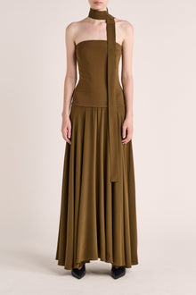 Illi Tie Strapless Maxi Dress | Olive