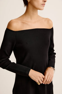 Obie Off Shoulder Knit Top | Black