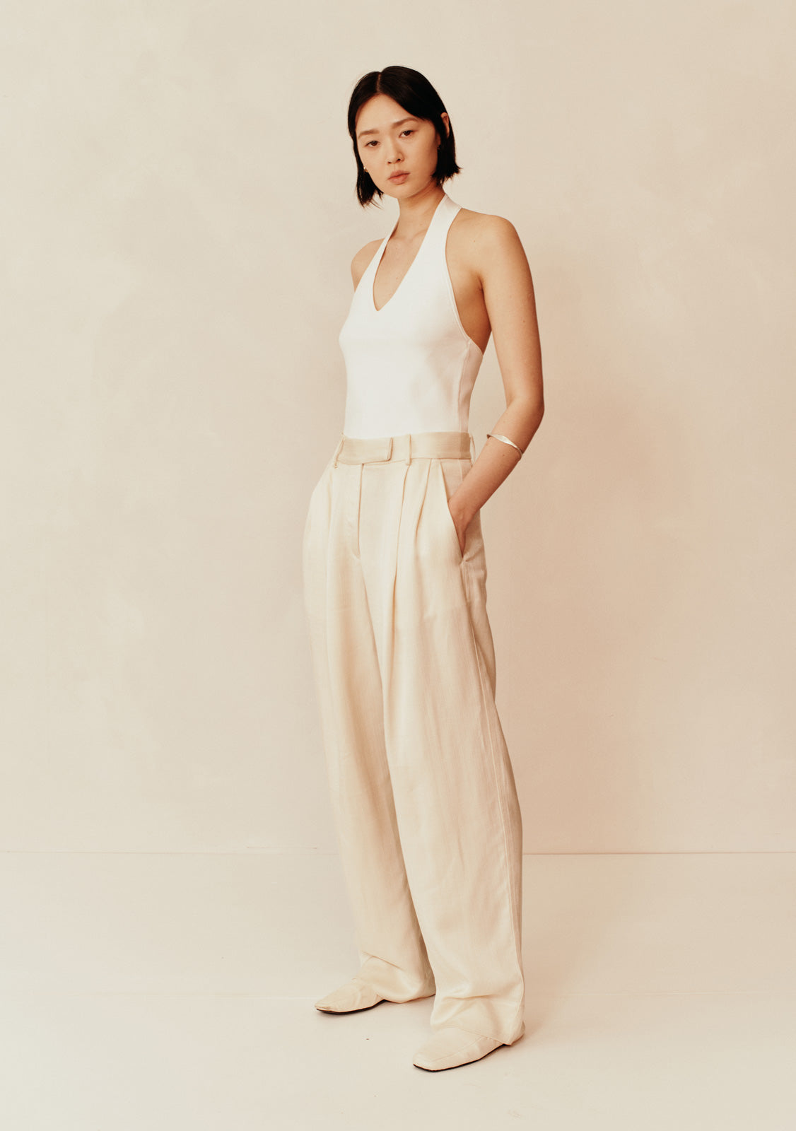 Obie Halter Knit Top | Light Crema