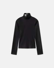 Womens | Eva Slip Satin Turtleneck Top | Black