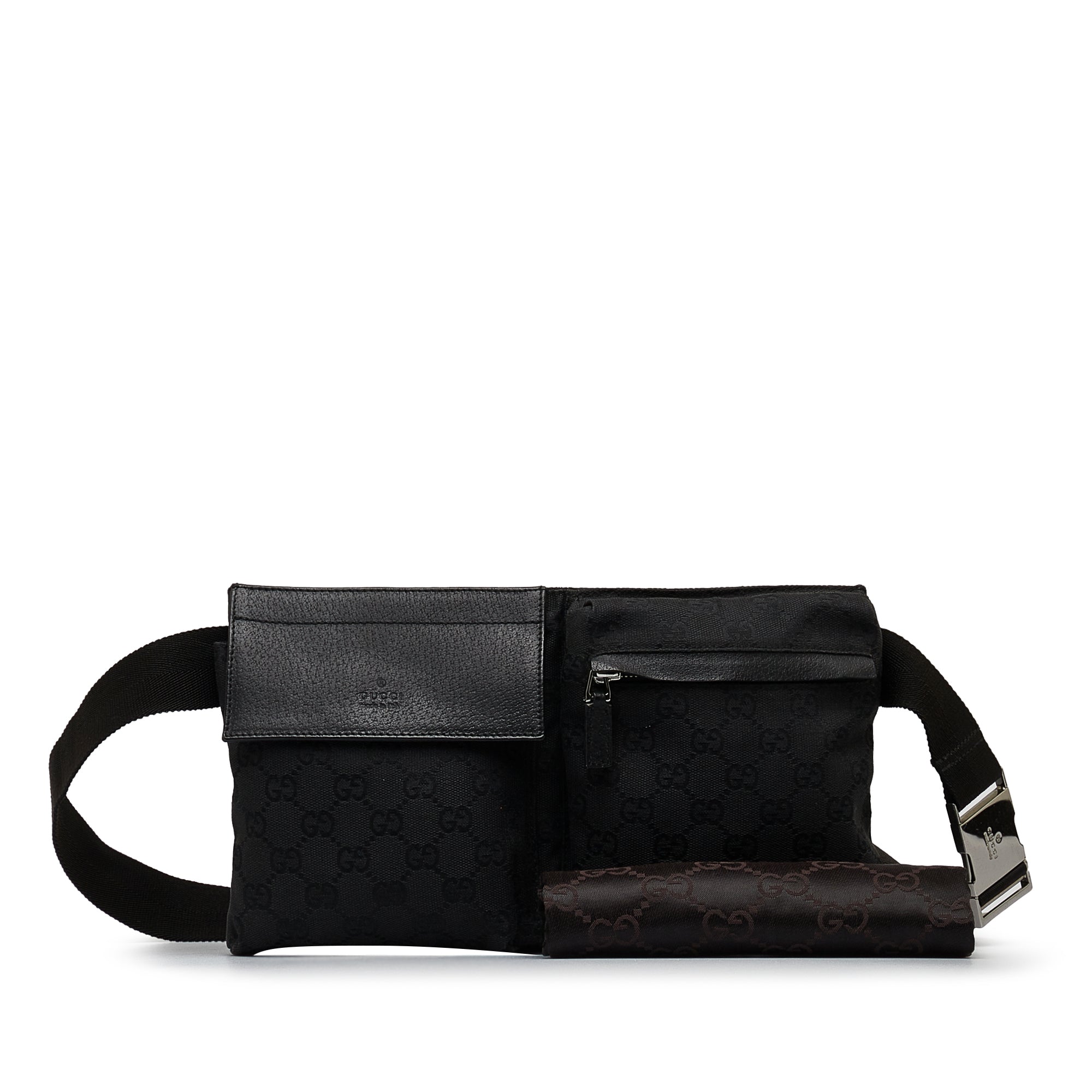 Gucci Pre-Owned GG Canvas Double Pocket Belt Bag | Women | Black