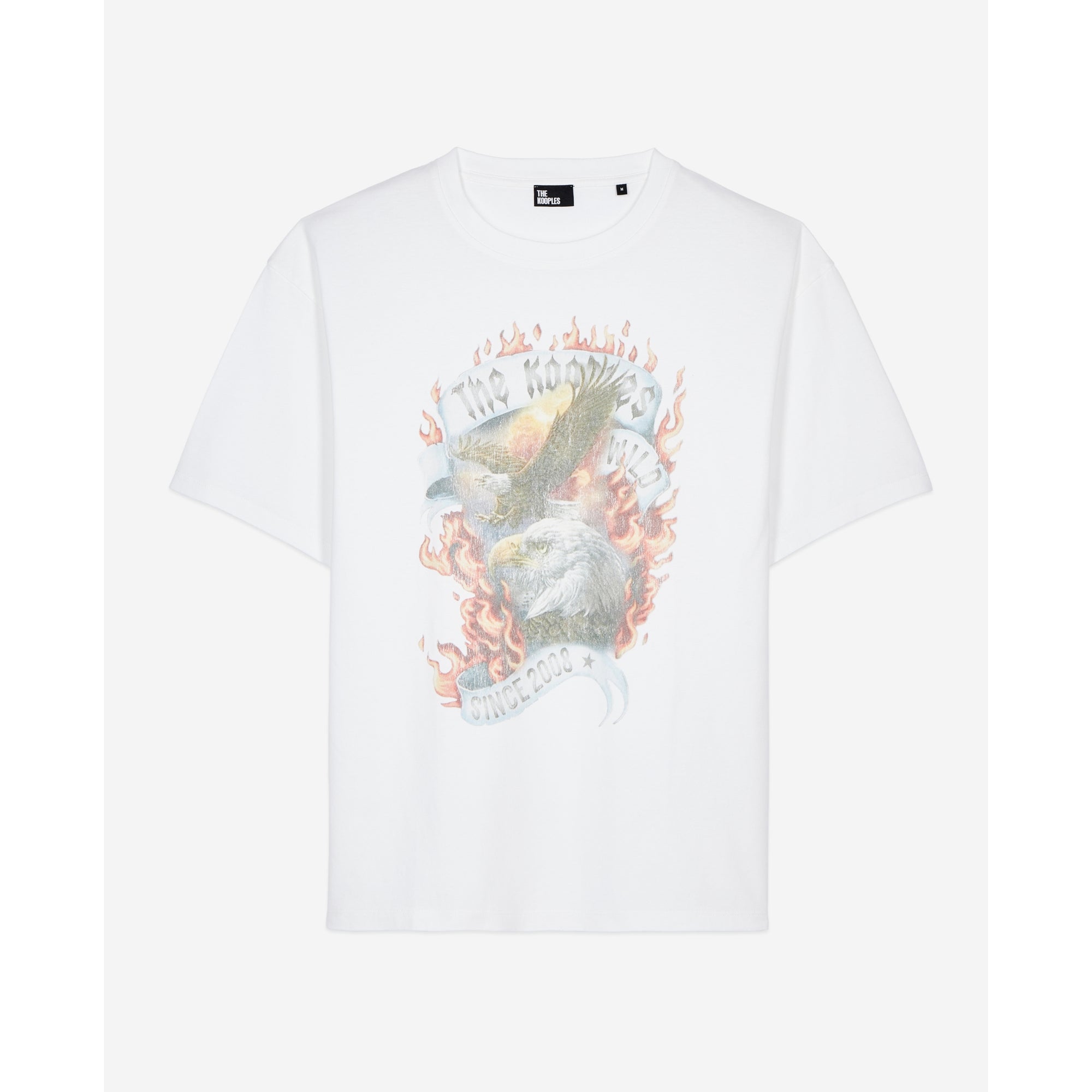 Eagles On Fire Black Serigraphy T-Shirt | Men | Ecru