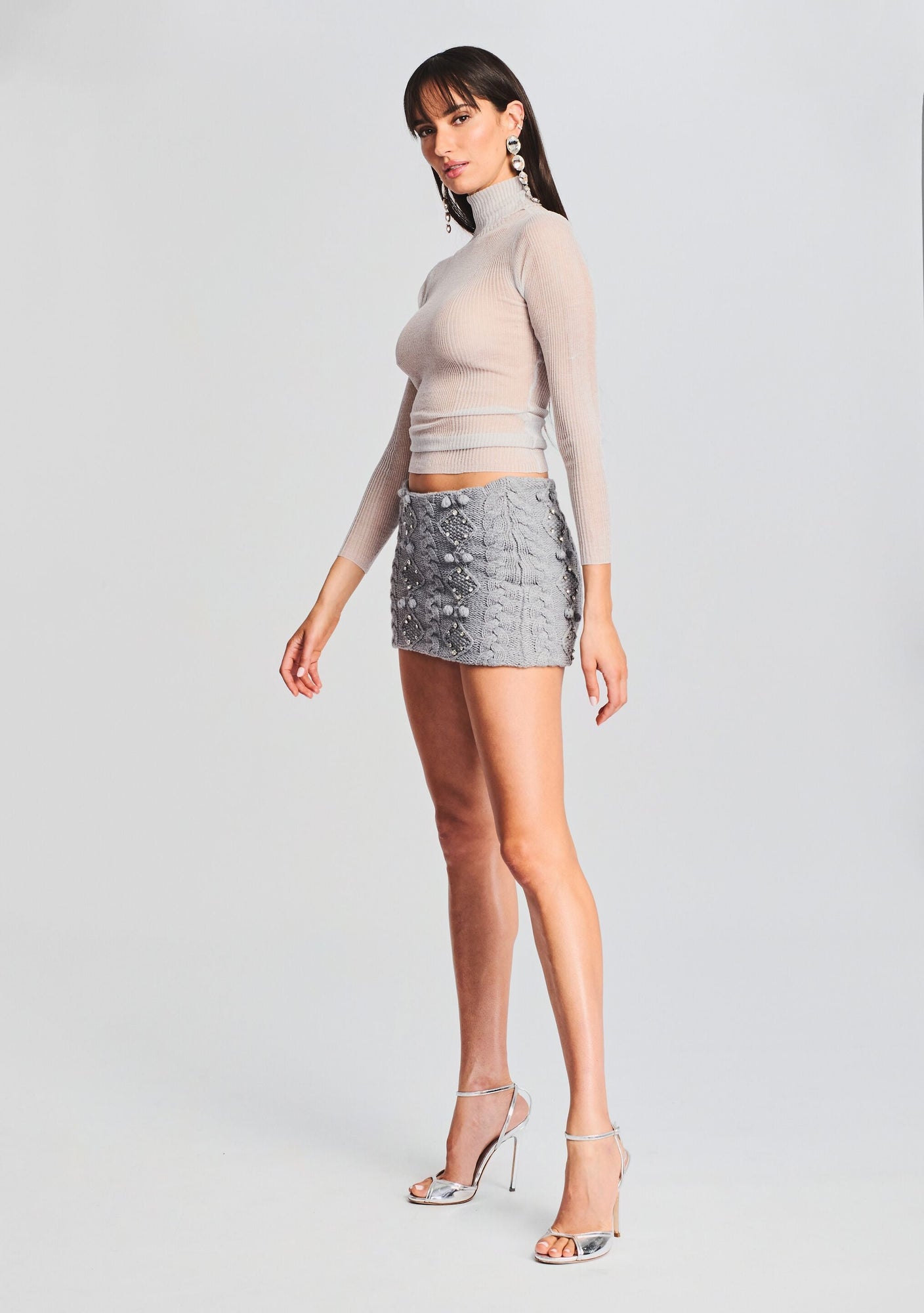 Brooke Embellished Knit Skirt | Chelsea Gray