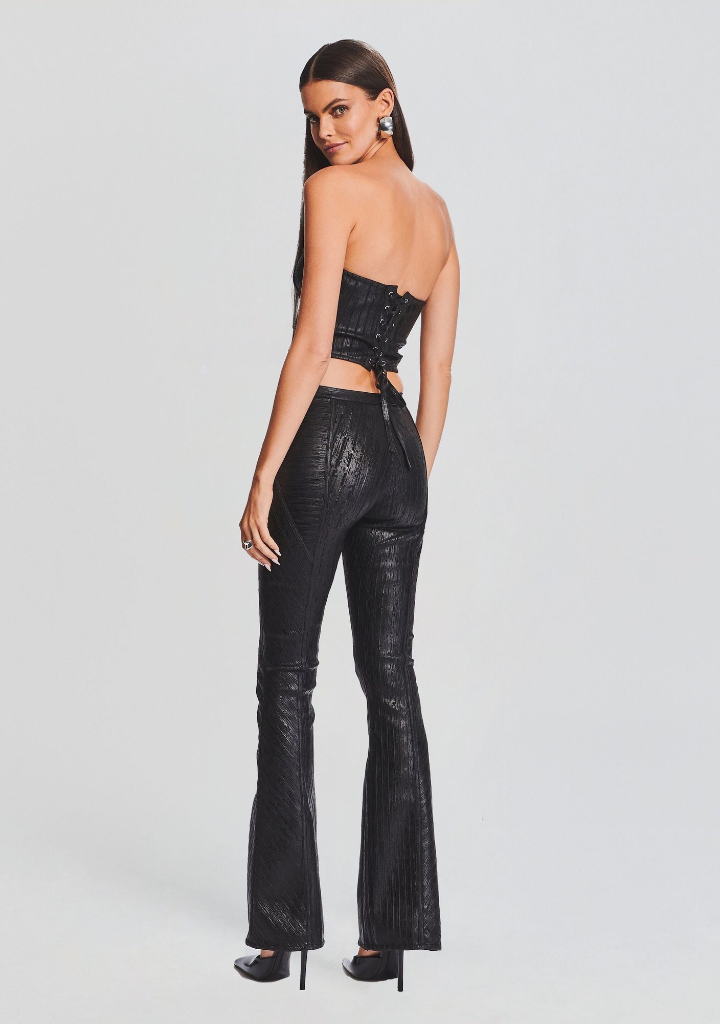 Lana Coated Knit Pant | Coated Black