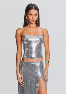 Oren Sequin Bustier | Silver