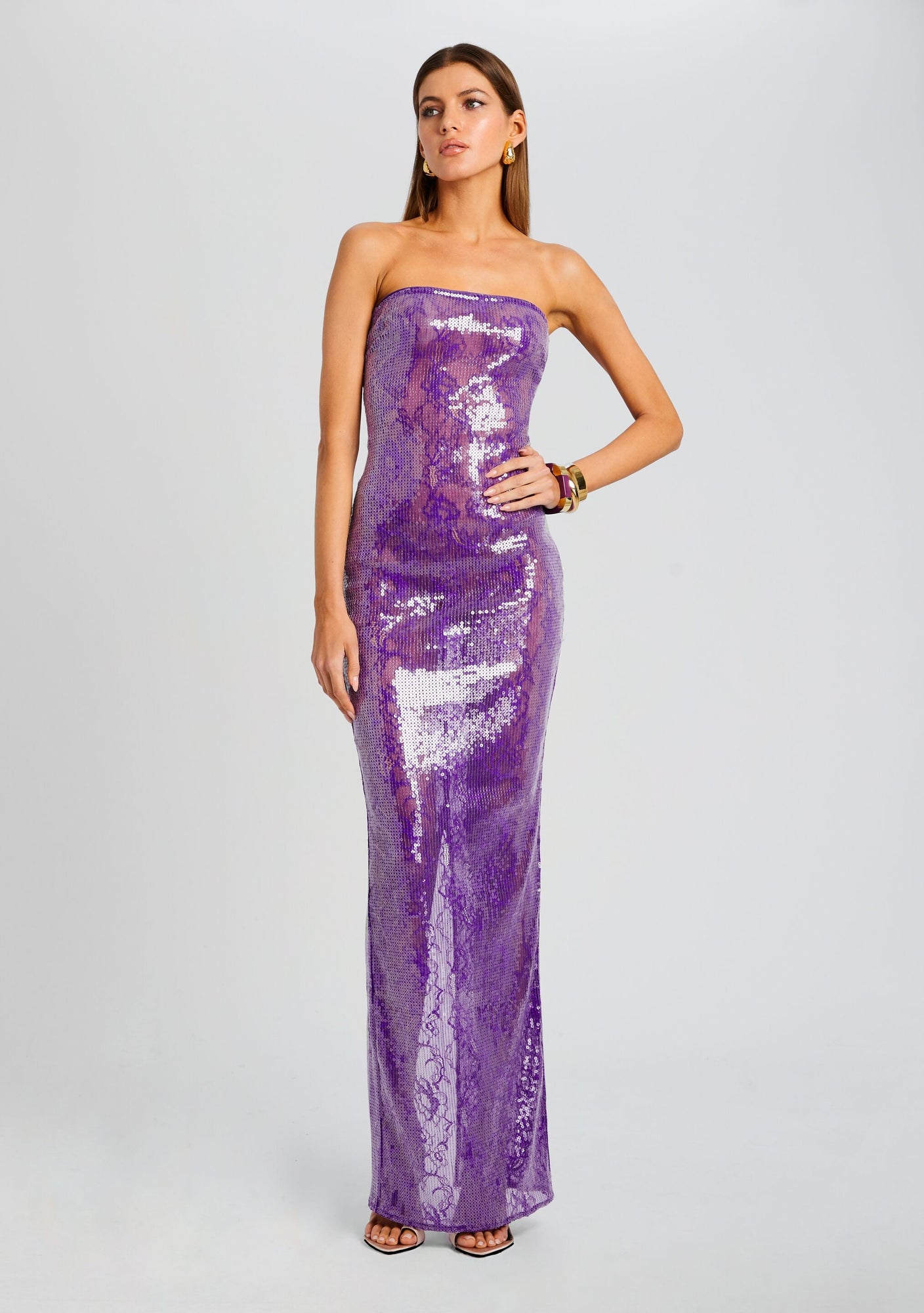 Lucia Sequin Lace Dress | Amethyst