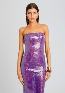 Lucia Sequin Lace Dress | Amethyst