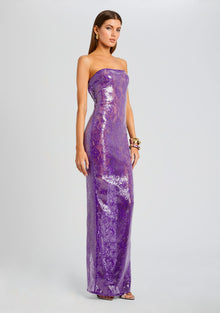 Lucia Sequin Lace Dress | Amethyst