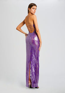 Lucia Sequin Lace Dress | Amethyst