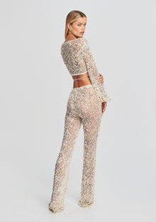 Vera Sequin Crochet Top | Ivory Gold