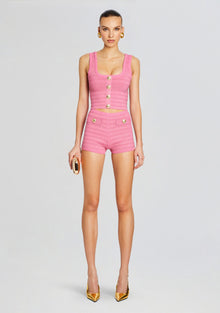 Sandra Bandage Knit Short | Metallic Candy Pink