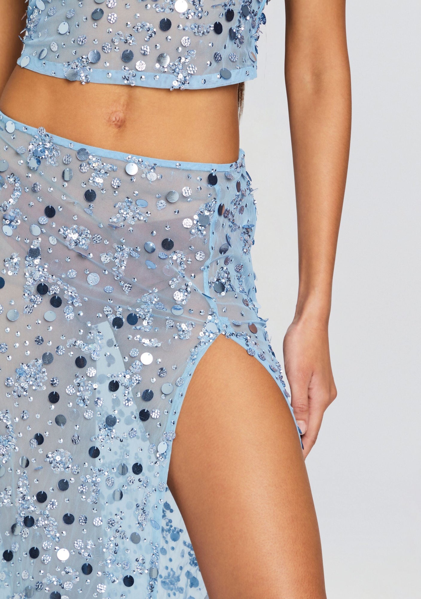 Mirage Embellished Skirt | Dusk Blue