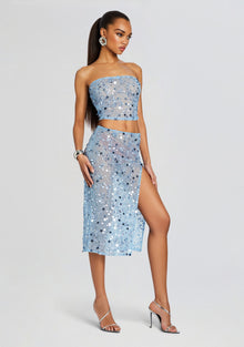 Mirage Embellished Skirt | Dusk Blue