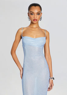 Shilo Embellished Silk Dress | Dusk Blue