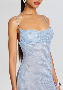 Shilo Embellished Silk Dress | Dusk Blue