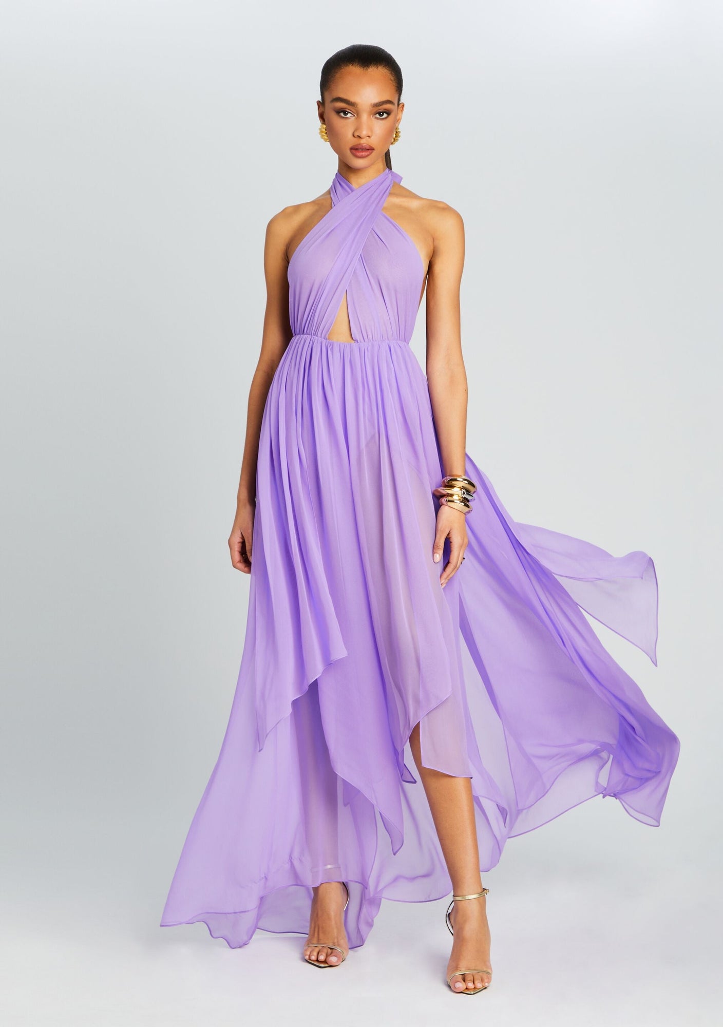 Ina Silk Chiffon Dress | Wisteria