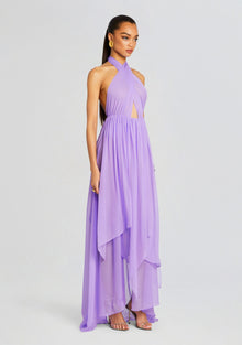 Ina Silk Chiffon Dress | Wisteria