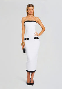 Jenn Bandage Knit Dress | White/Black