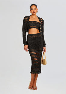 Luiz Knit Crochet Top | Black/Gold