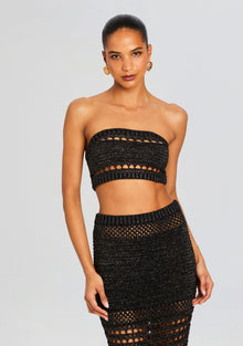 Luiz Knit Crochet Top | Black/Gold