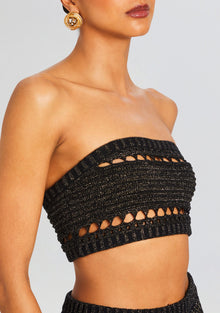 Luiz Knit Crochet Top | Black/Gold