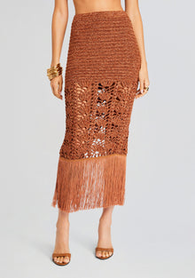 Naida Crochet Skirt | Metallic Brown