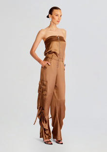 Estrella Cargo Jumpsuit | Cognac