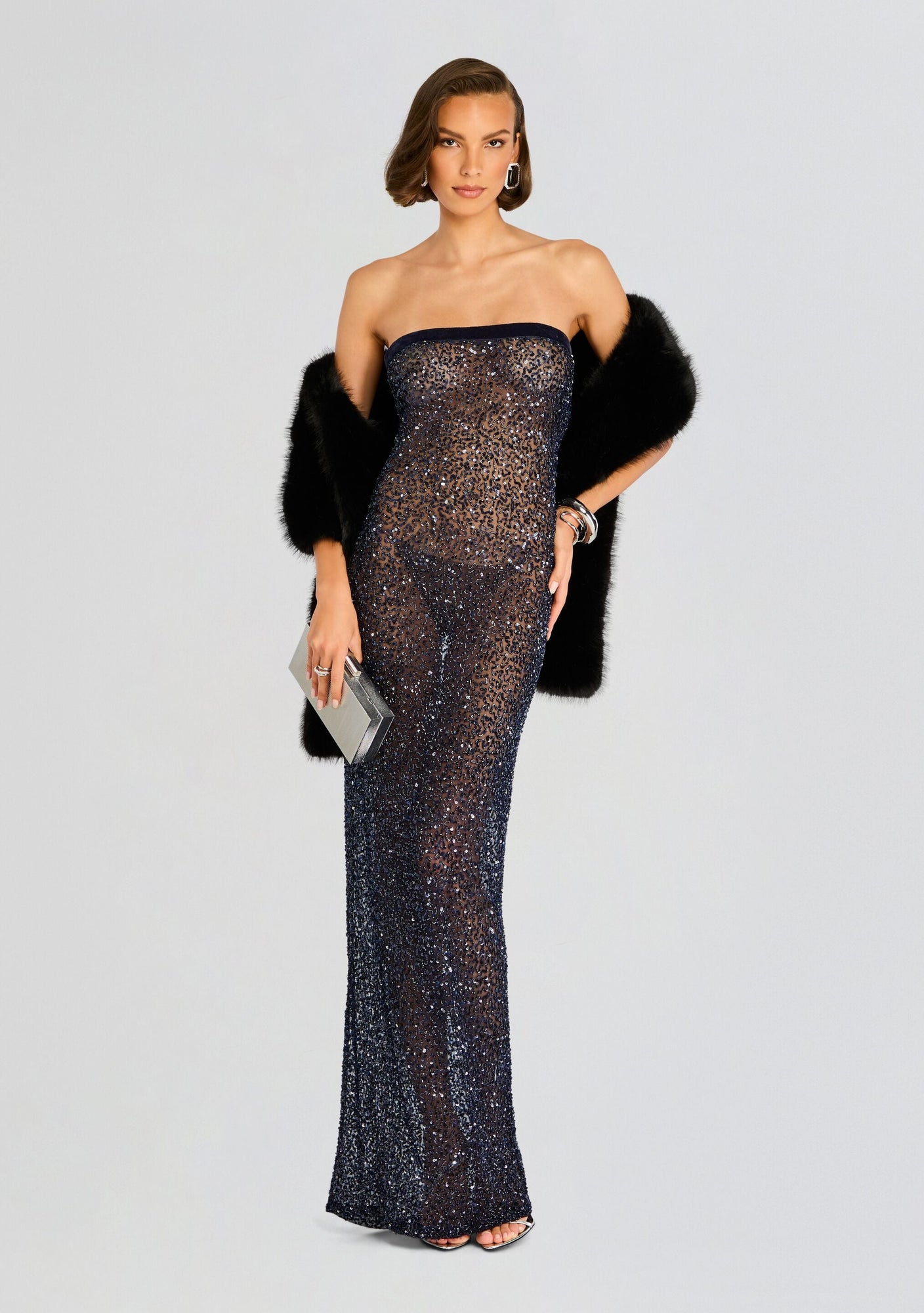 Villy Sequin Gown | Navy