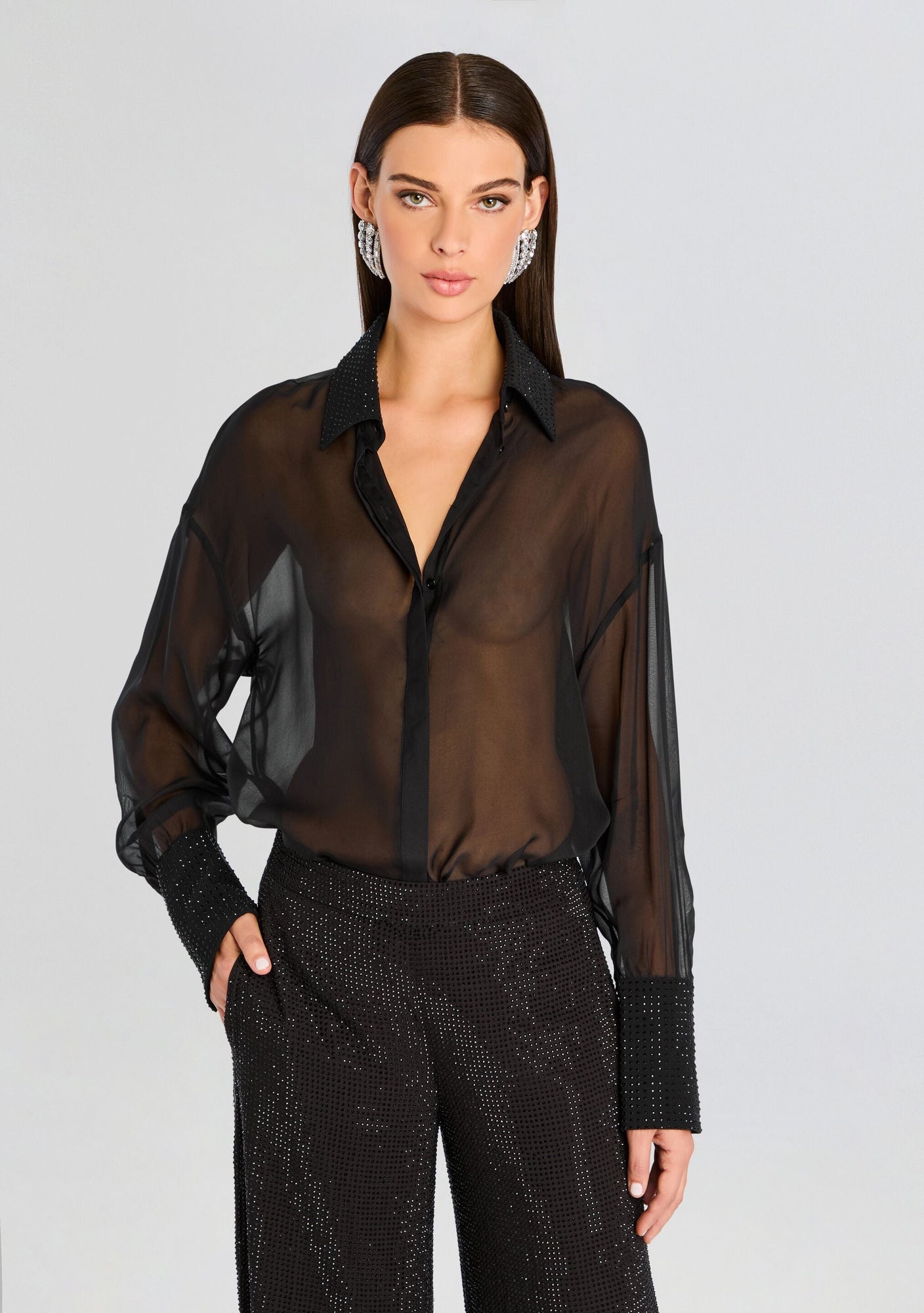 Lovelyn Chiffon Top | Black