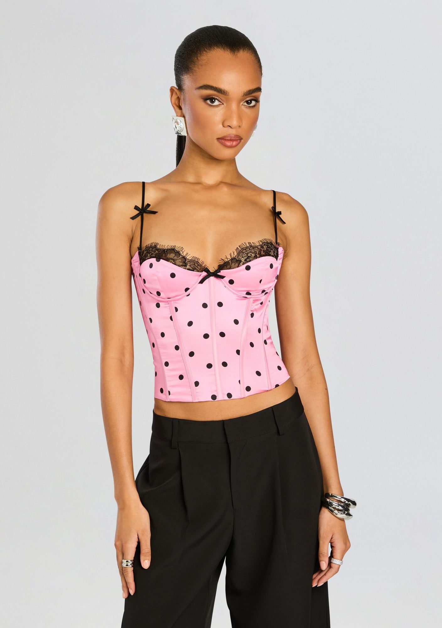 Marianne Corset Top | Pink Polka Dots