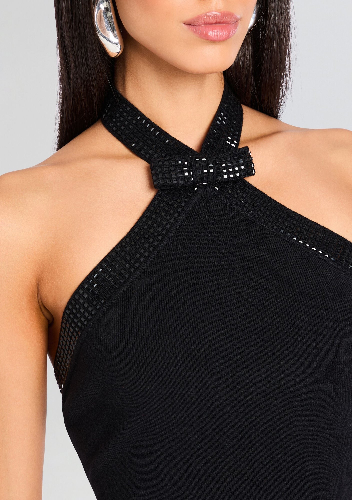 Lettie Embellished Knit Top | Black