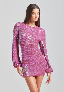 Tara Sequin Crochet Dress | Iridescent Pink