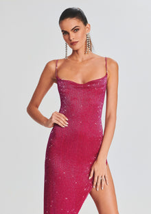 Topaz Glass Beaded Dress | Fuchsia