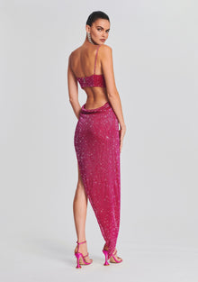 Topaz Glass Beaded Dress | Fuchsia