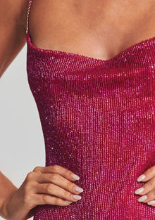 Topaz Glass Beaded Dress | Fuchsia