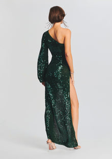 Celeste Sequin Crochet Dress | Dark Green