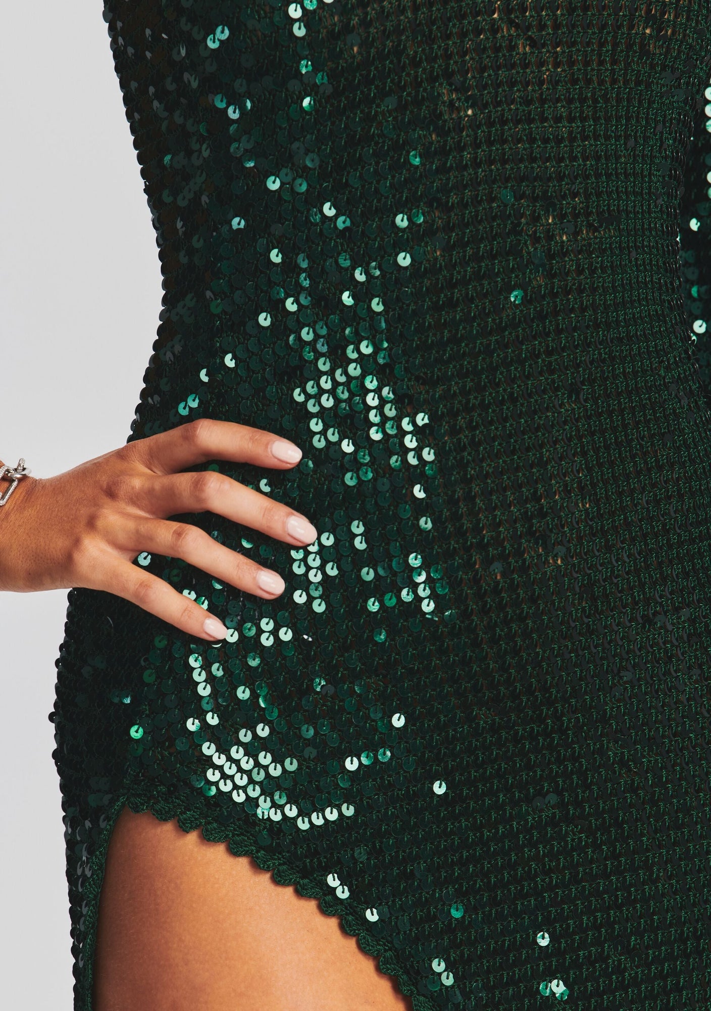 Celeste Sequin Crochet Dress | Dark Green