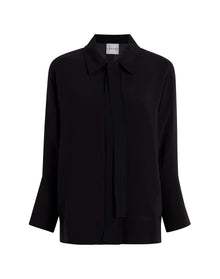 Edna Belted Shirt Jacket | Black