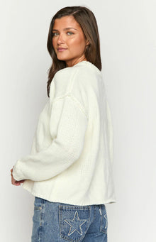 Edwina Raw Edge Knit Sweater | Cream