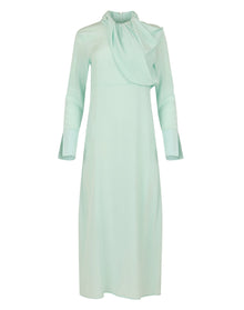 Eleanor Silk Draped Neck Column Dress | Ocean Green