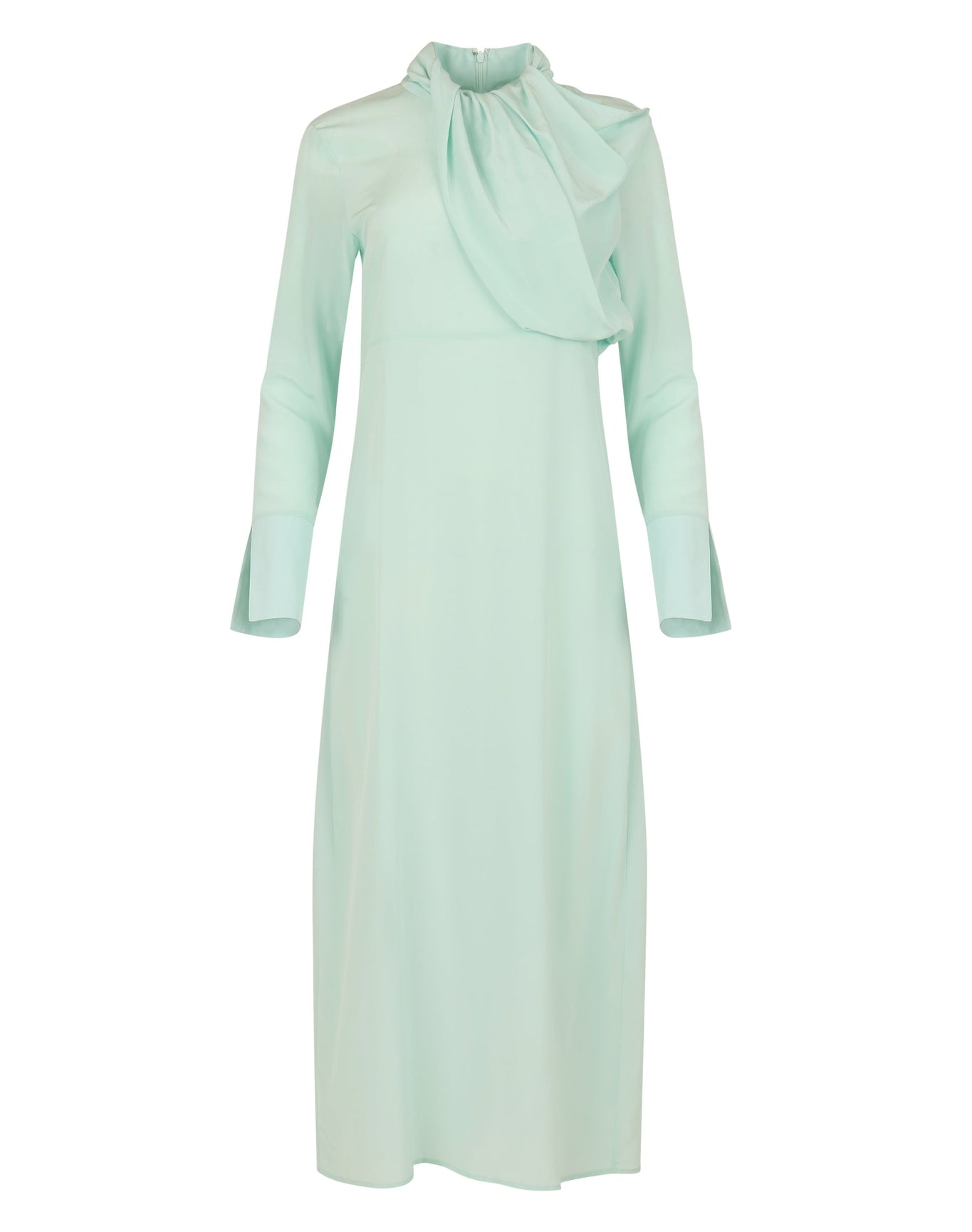 Eleanor Silk Draped Neck Column Dress | Ocean Green