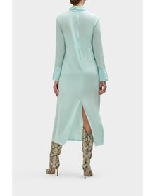 Eleanor Silk Draped Neck Column Dress | Ocean Green